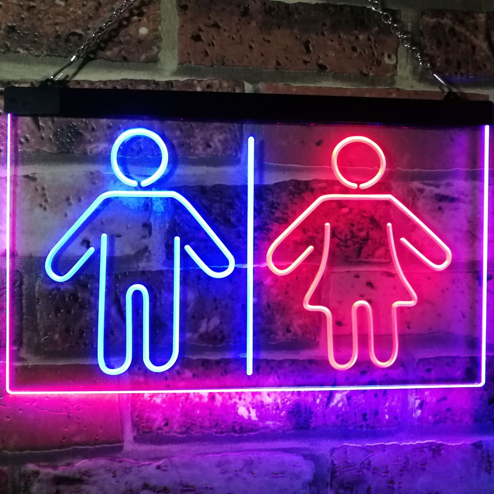 Toilet Man Woman Dual Color Led Neon Sign
